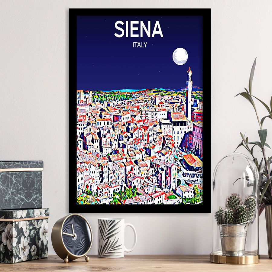 Siena Italy Art Night Art Print, City Art Print, Framed Art Print Wall Art Home Decor, Framed Picture
