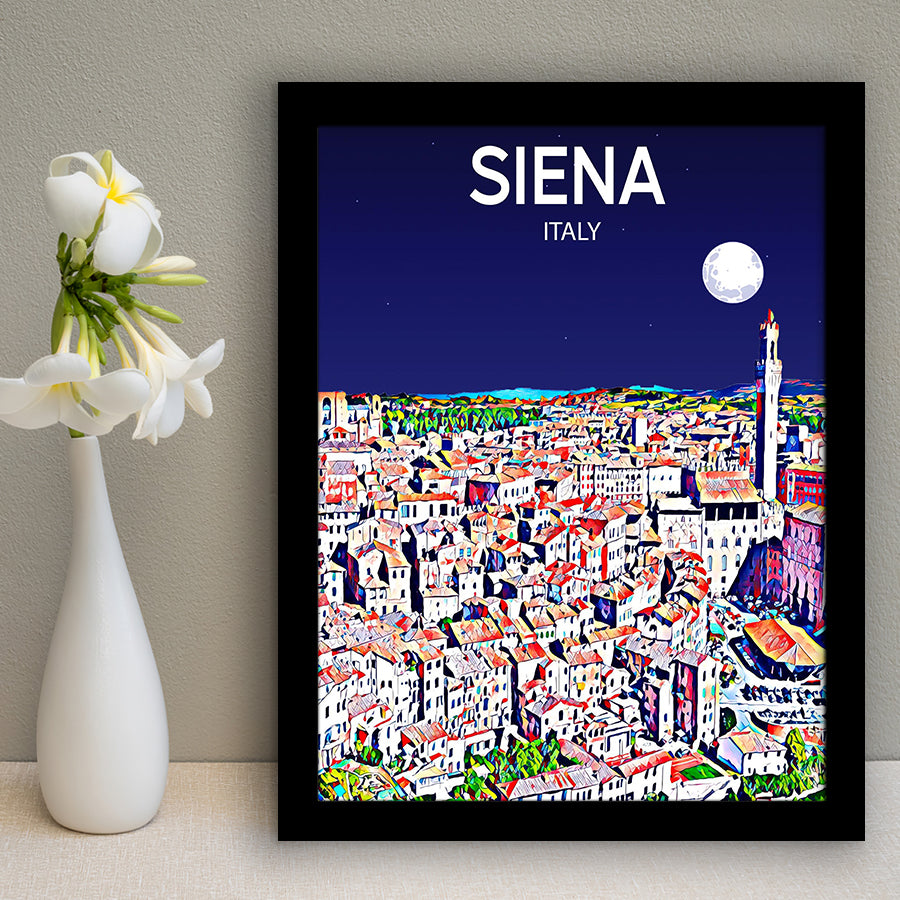 Siena Italy Art Night Art Print, City Art Print, Framed Art Print Wall Art Home Decor, Framed Picture