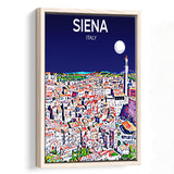 Siena Italy Art Night Art Print, Large Canvas, Framed Canvas Print Wall Art Home Decor, Floating Frame