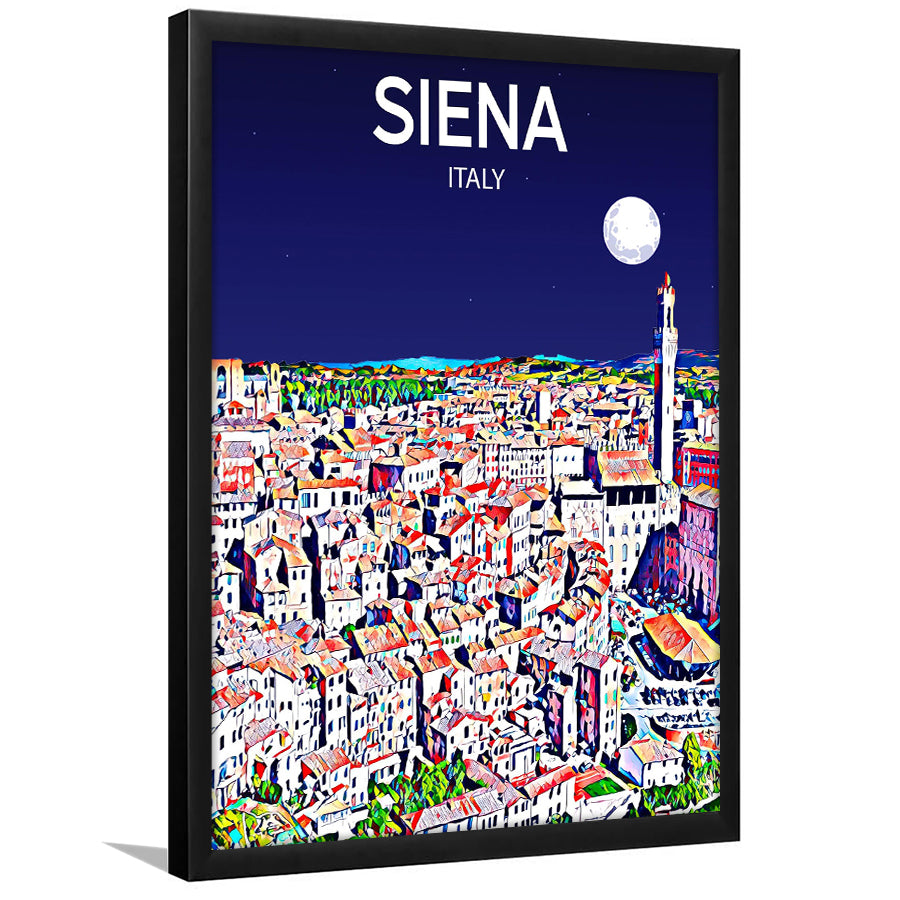 Siena Italy Art Night Art Print, City Art Print, Framed Art Print Wall Art Home Decor, Framed Picture