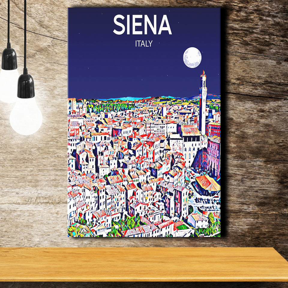 Siena Italy Art Night Art Print ,City Art Print, Large Canvas, Canvas Print Wall Art Home Decor