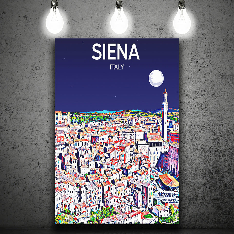 Siena Italy Art Night Art Print ,City Art Print, Large Canvas, Canvas Print Wall Art Home Decor