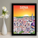 Siena Italy Art Sunset Art Print, City Art Print, Framed Art Print Wall Art Home Decor, Framed Picture