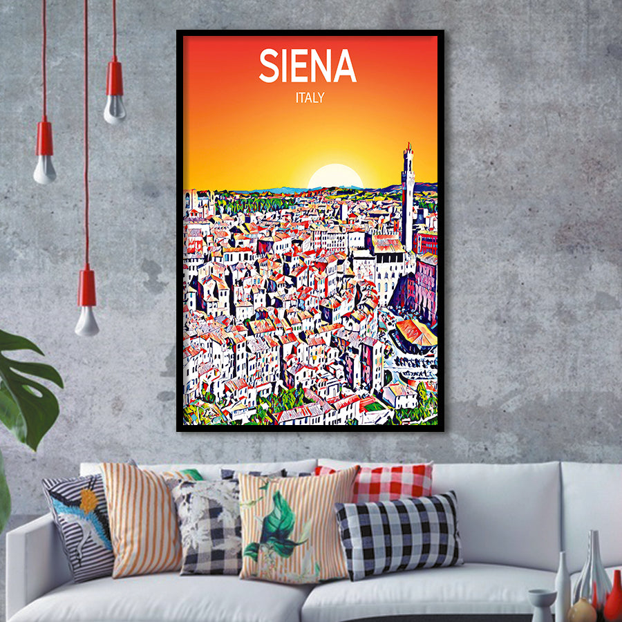 Siena Italy Art Sunset Art Print, City Art Print, Framed Art Print Wall Art Home Decor, Framed Picture