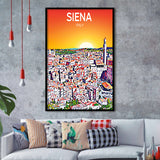 Siena Italy Art Sunset Art Print, City Art Print, Framed Art Print Wall Art Home Decor, Framed Picture