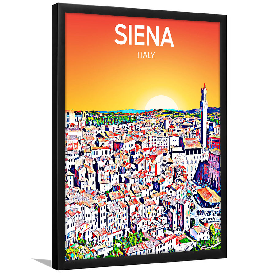 Siena Italy Art Sunset Art Print, City Art Print, Framed Art Print Wall Art Home Decor, Framed Picture