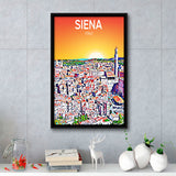 Siena Italy Art Sunset Art Print, Large Canvas, Framed Canvas Print Wall Art Home Decor, Floating Frame