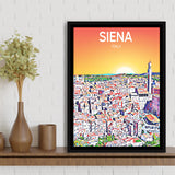 Siena Italy Art Sunset Art Print, Large Canvas, Framed Canvas Print Wall Art Home Decor, Floating Frame