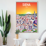 Siena Italy Art Sunset Art Print, Large Canvas, Framed Canvas Print Wall Art Home Decor, Floating Frame