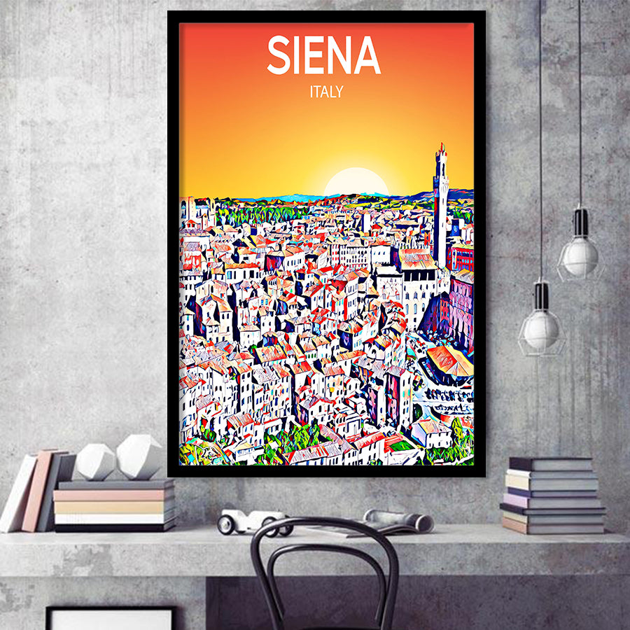 Siena Italy Art Sunset Art Print, City Art Print, Framed Art Print Wall Art Home Decor, Framed Picture