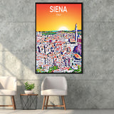 Siena Italy Art Sunset Art Print, Large Canvas, Framed Canvas Print Wall Art Home Decor, Floating Frame