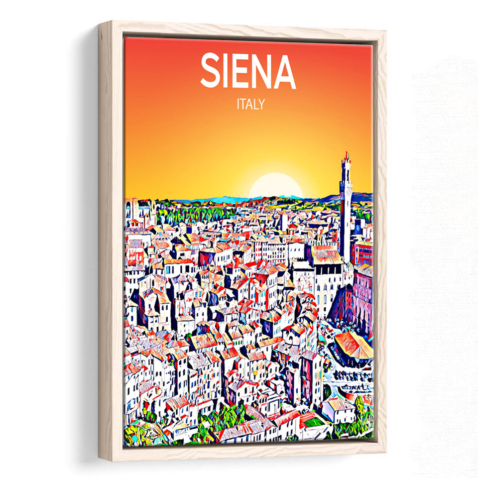 Siena Italy Art Sunset Art Print, Large Canvas, Framed Canvas Print Wall Art Home Decor, Floating Frame