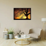 Silhouette of a Willow Tree in Sunset-Forest art, Art print, Plexiglass Cover