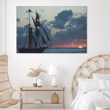 Silhouette Of Sailing Ship At Sunset Canvas Wall Art - Canvas Prints, Prints For Sale, Painting Canvas,Canvas On Sale