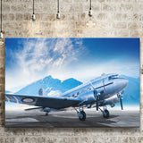Silver Vintage Airplane Canvas Prints Wall Art Decor - Painting Canvas, Art Prints, Ready to Hang