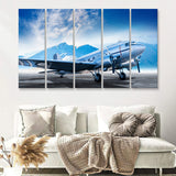 Silver Vintage Airplane 5 Piece B Canvas Prints Wall Art Decor - Painting Canvas, Multi Panels