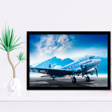 Silver Vintage Airplane Framed Art Prints Wall Decor - Painting Art, Framed Picture, Ready to Hang