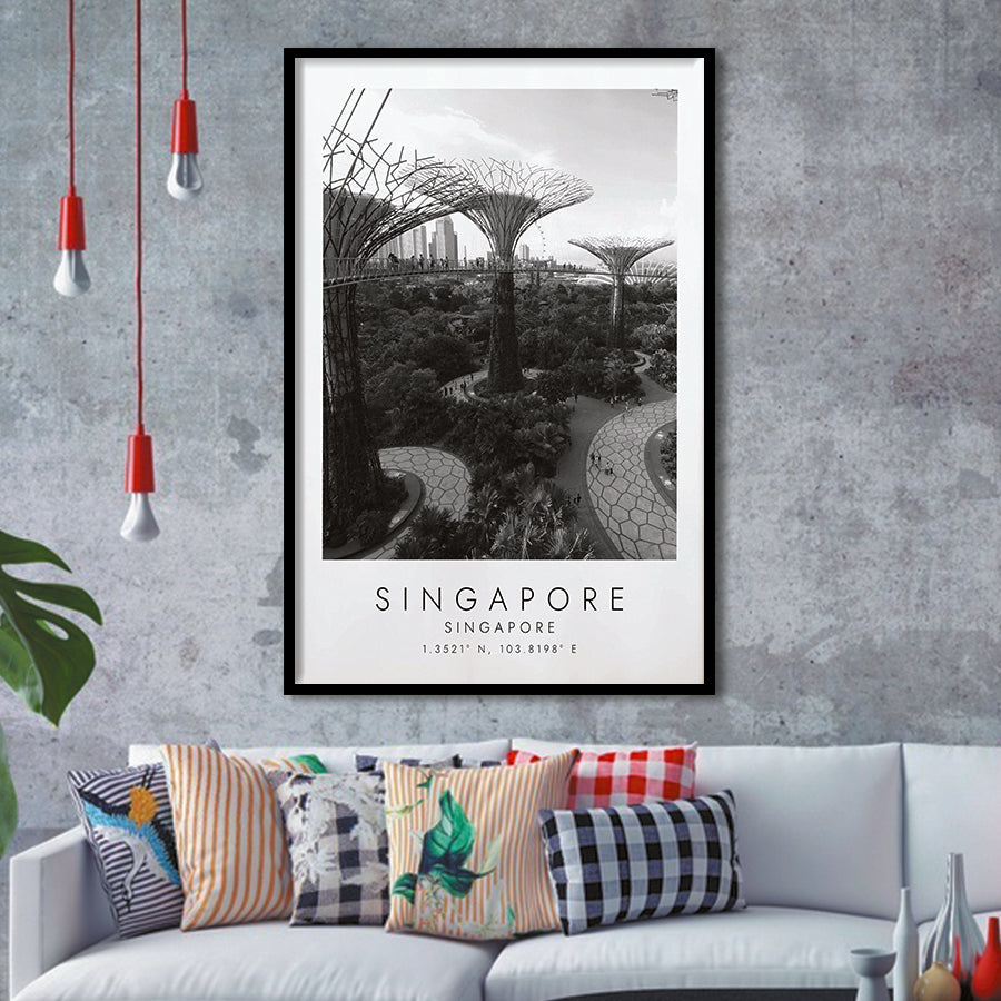 Singapore Black And White Art Framed Art Prints Wall Art Decor, Framed Picture