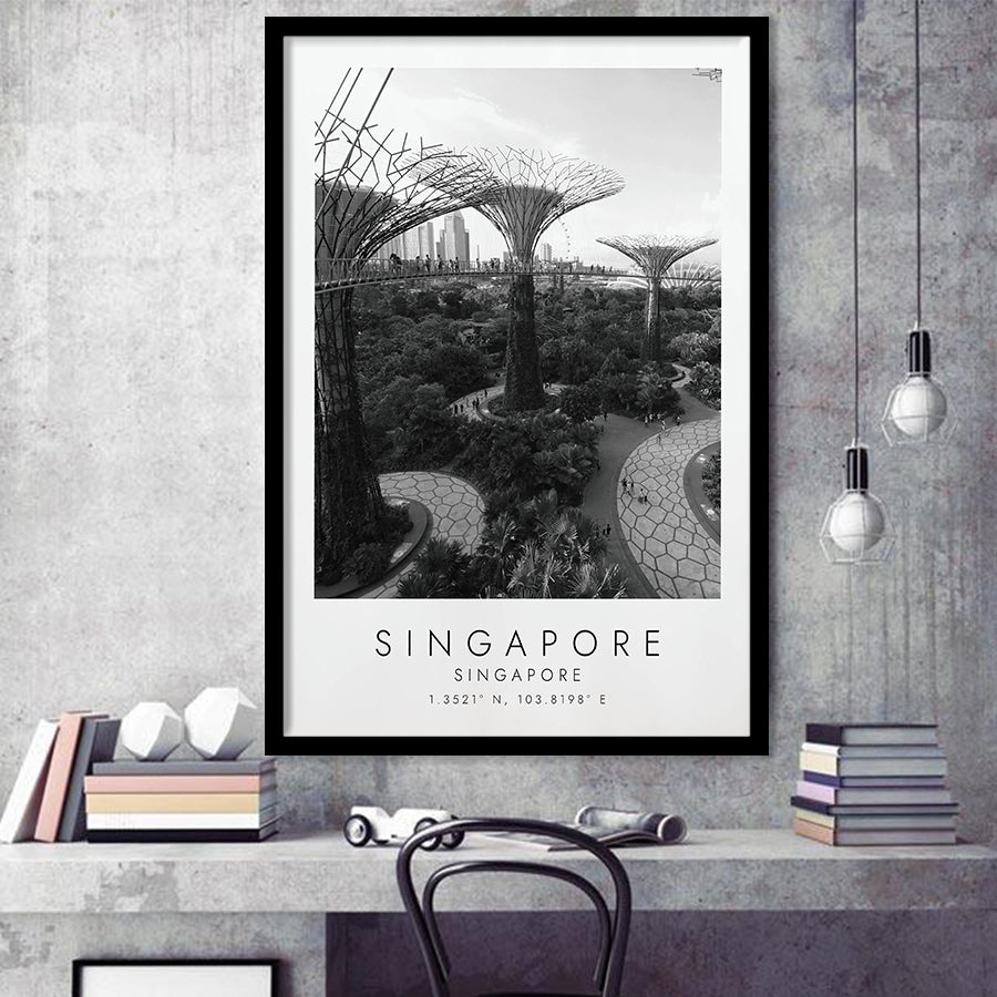 Singapore Black And White Art Framed Art Prints Wall Art Decor, Framed Picture
