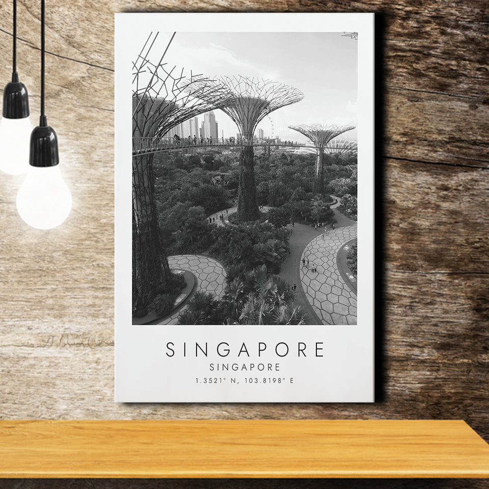Singapore Black And White Art Canvas Prints Wall Art Home Decor