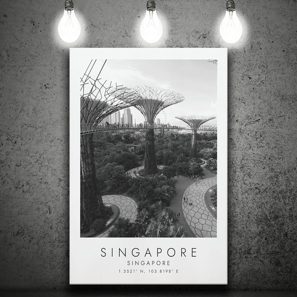 Singapore Black And White Art Canvas Prints Wall Art Home Decor