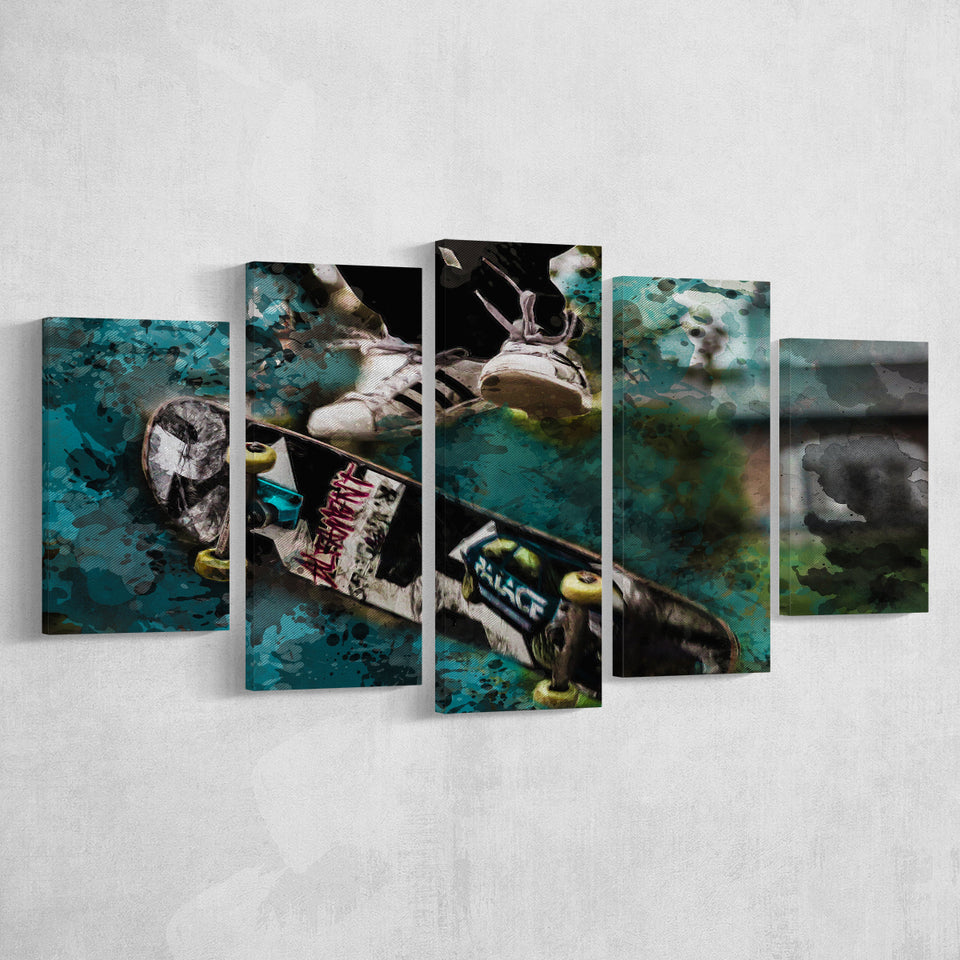 Skateboarding 5 Pieces Canvas Prints Wall Art Decor - Painting Canvas, Mixed Canvas, Multi Panels