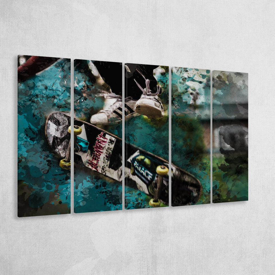 Skateboarding 5 Piece B Canvas Prints Wall Art Decor, Multi Panels,Large Canvas, Home Decor