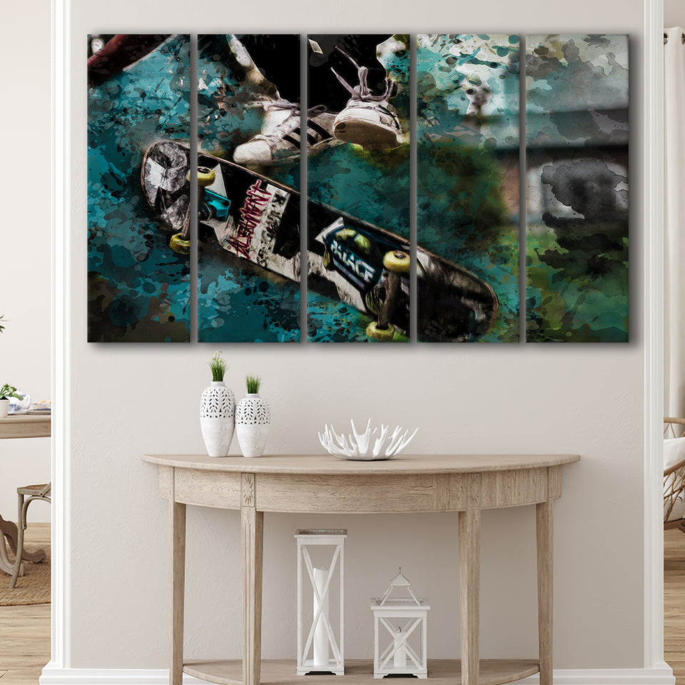 Skateboarding 5 Piece B Canvas Prints Wall Art Decor, Multi Panels,Large Canvas, Home Decor