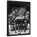 Skeletons Smoking Black And White Print, Gothic Skeletons Drinking Framed Art Print Wall Art Decor,Framed Picture