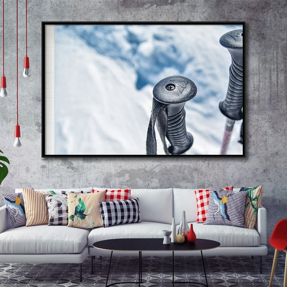 Ski Canvas Art, Skier Gift Framed Canvas Prints Wall Art Decor, Black Floating Frame