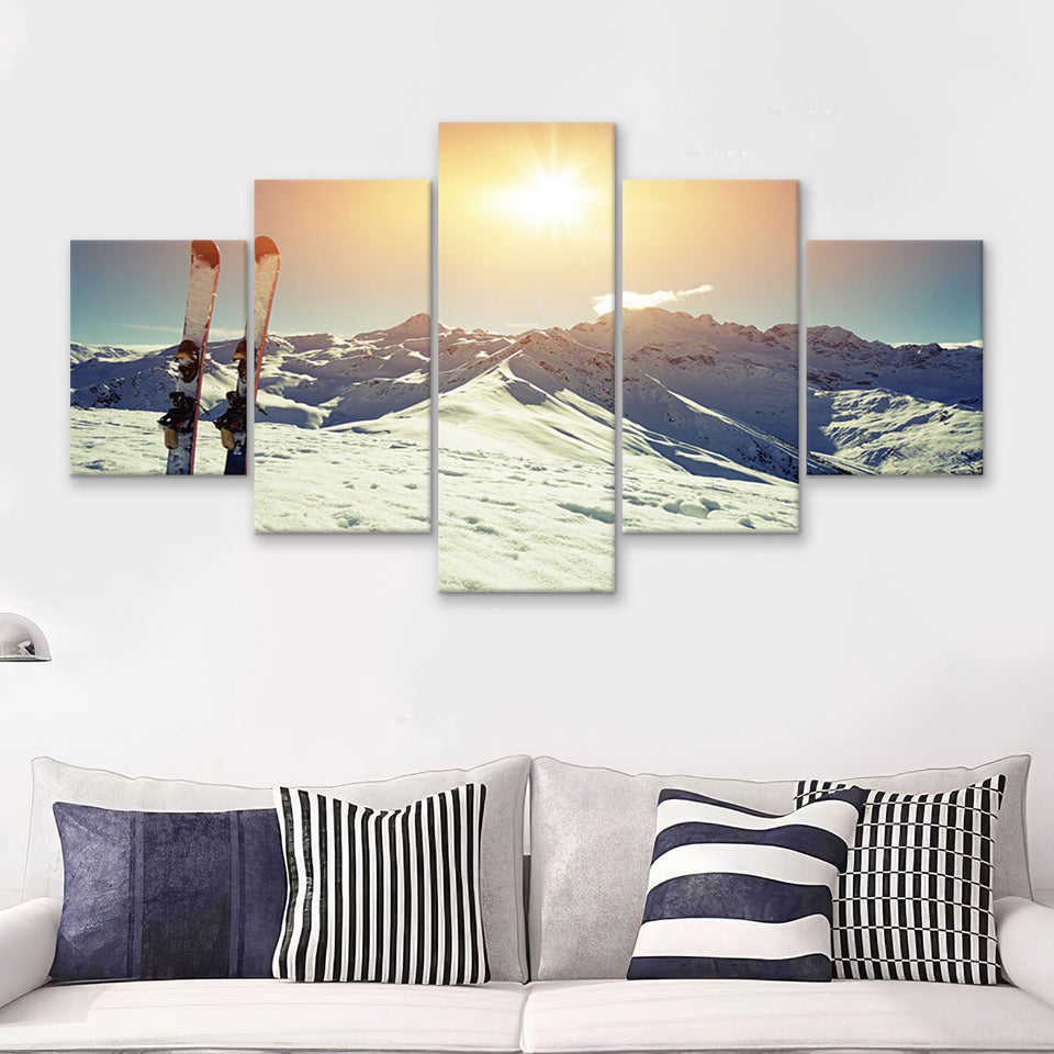 Ski Modern 5 Piece Canvas Prints Wall Art Decor - Painting Canvas, Multi Panels