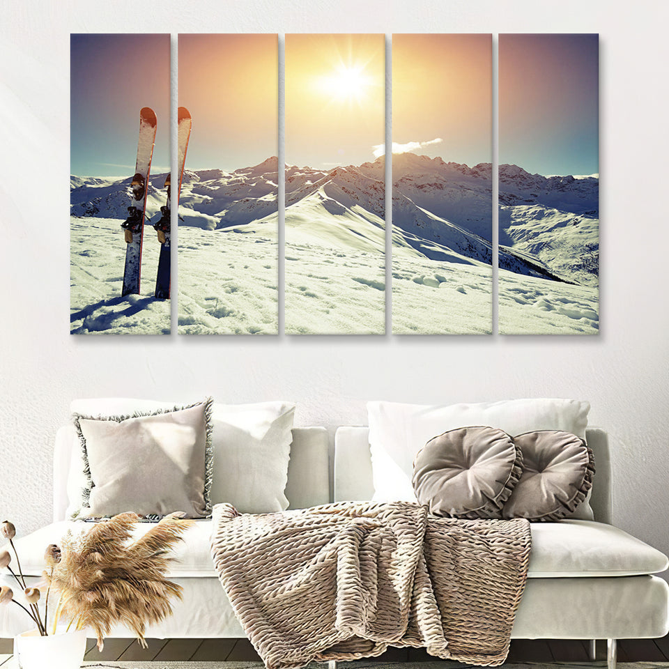 Ski Modern 5 Piece B Canvas Prints Wall Art Decor - Painting Canvas, Multi Panels