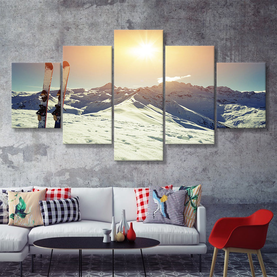Ski Modern 5 Piece Canvas Prints Wall Art Decor - Painting Canvas, Multi Panels