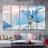 Ski and Landscape Mountains 5 Piece B Canvas Prints Wall Art Decor - Painting Canvas, Multi Panels