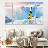 Ski and Landscape Mountains 5 Piece B Canvas Prints Wall Art Decor - Painting Canvas, Multi Panels