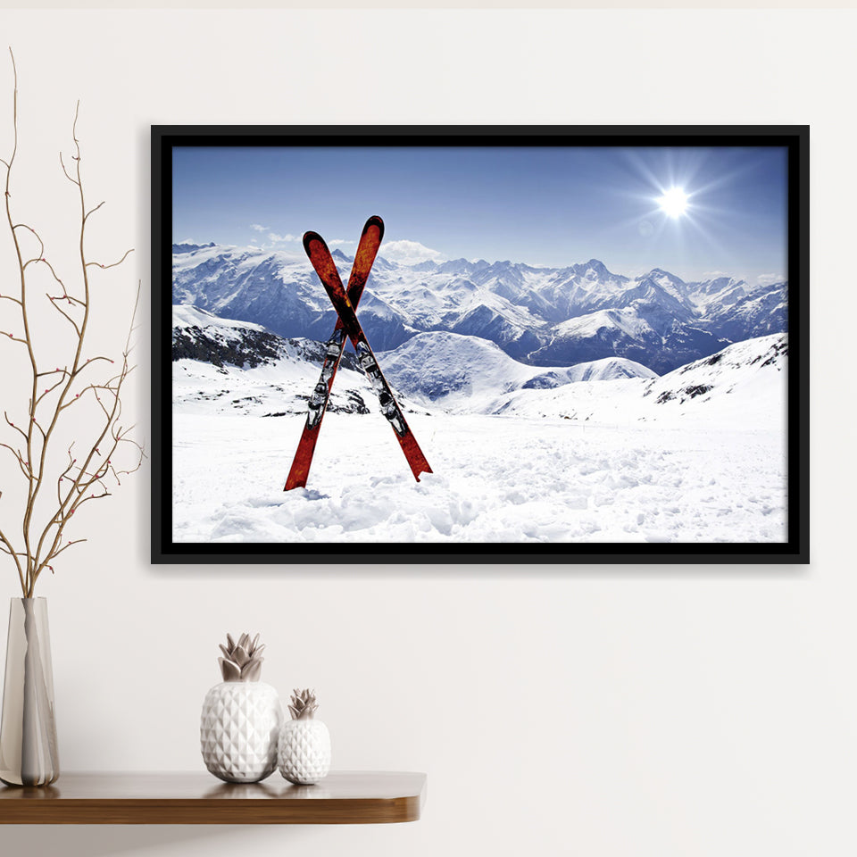Skiing Painting Canvas Art Ski Framed Canvas Prints Wall Art Decor - Paiting Canvas, Art Prints, Floating Frame