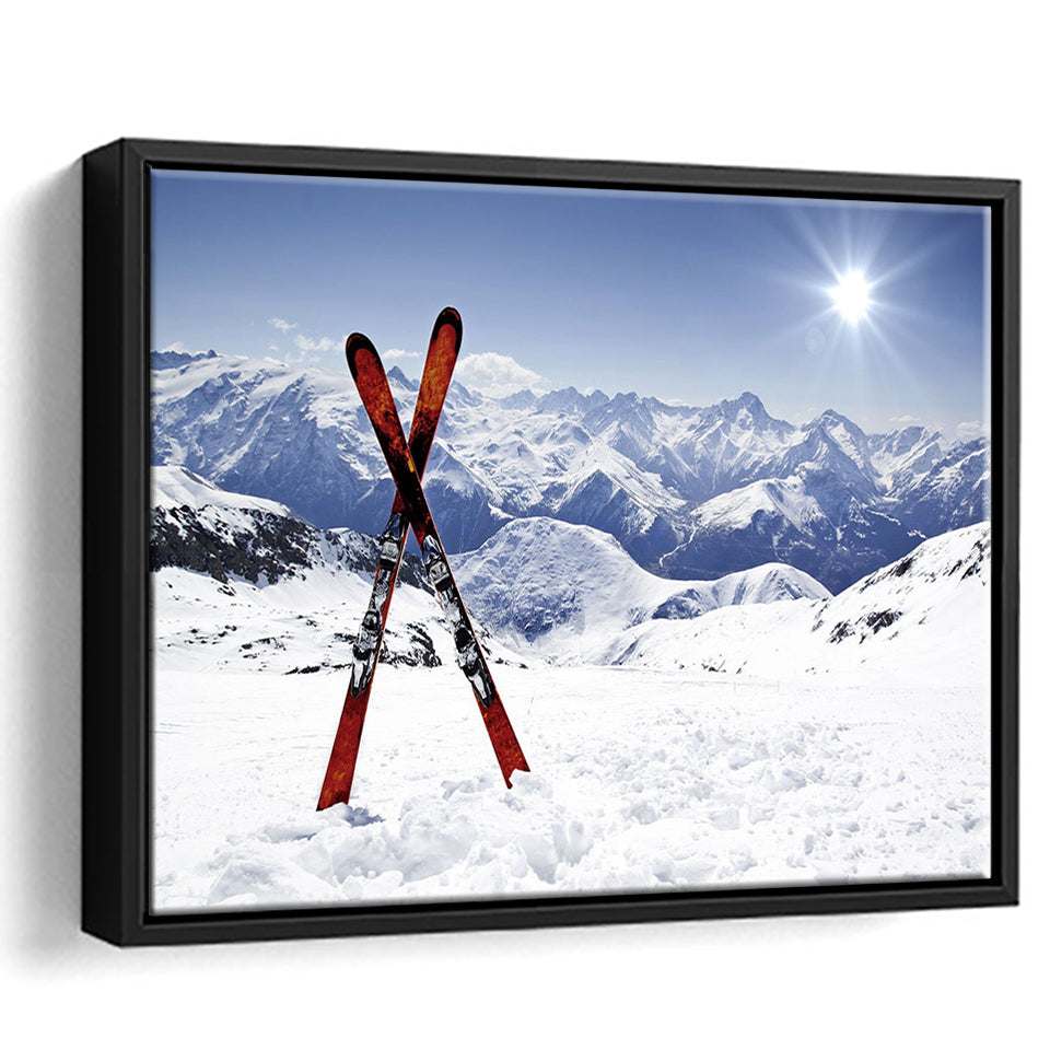 Skiing Painting Canvas Art Ski Framed Canvas Prints Wall Art Decor - Paiting Canvas, Art Prints, Floating Frame