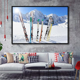 Skiing Sunny Nature Skiing Skiing in Mountains Framed Canvas Prints Wall Art Decor - Paiting Canvas, Art Prints, Floating Frame
