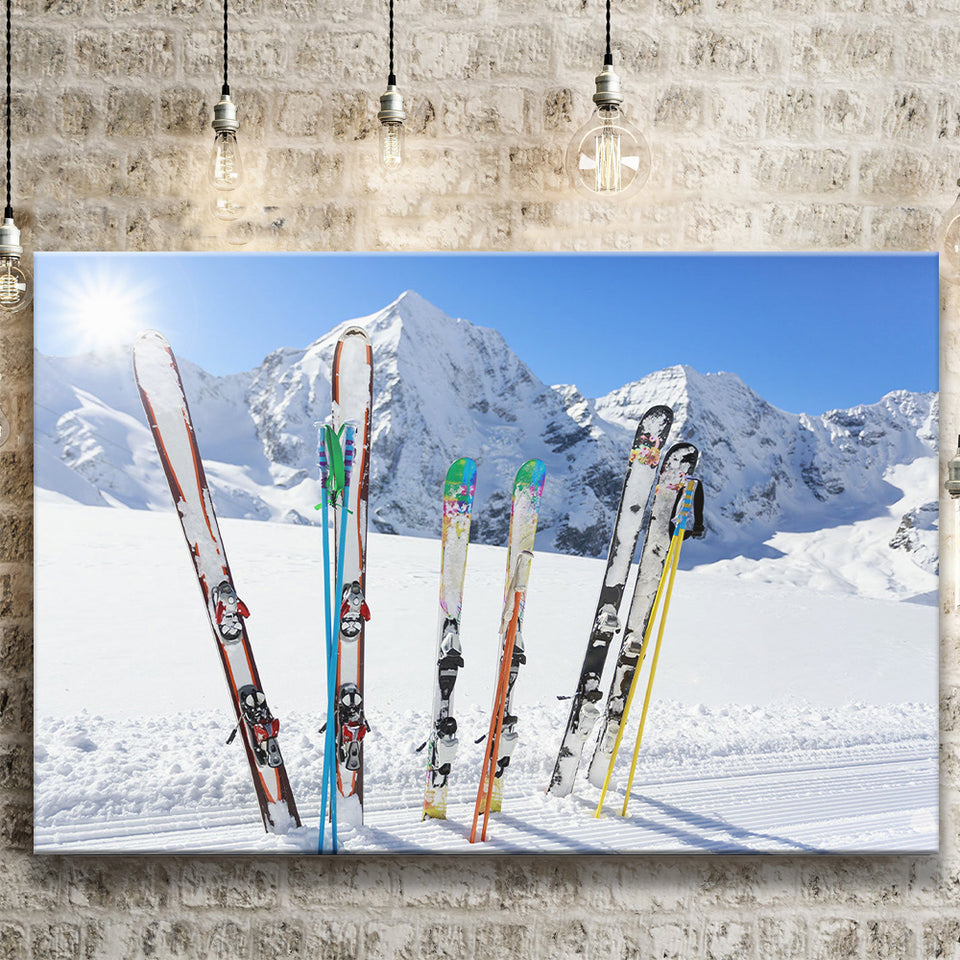 Skiing Sunny Nature Skiing Skiing in Mountains Canvas Prints Wall Art Decor - Paiting Canvas, Art Prints, Wall Decor, For Sale