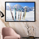Skiing Sunny Nature Skiing Skiing in Mountains Framed Canvas Prints Wall Art Decor - Paiting Canvas, Art Prints, Floating Frame
