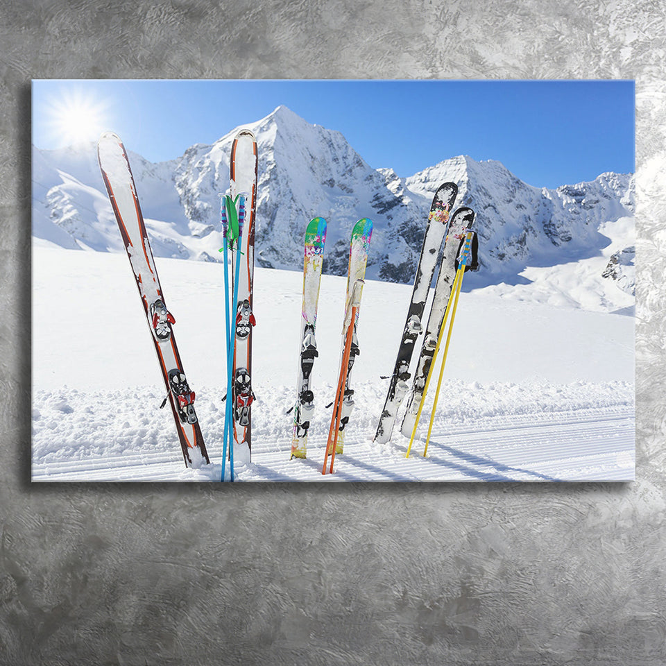 Skiing Sunny Nature Skiing Skiing in Mountains Canvas Prints Wall Art Decor - Paiting Canvas, Art Prints, Wall Decor, For Sale