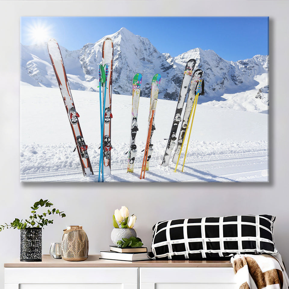 Skiing Sunny Nature Skiing Skiing in Mountains Canvas Prints Wall Art Decor - Paiting Canvas, Art Prints, Wall Decor, For Sale