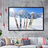 Skiing Sunny Nature Skiing Skiing in Mountains Framed Art Prints Wall Decor - Painting Prints, Framed Picture, Home Decor