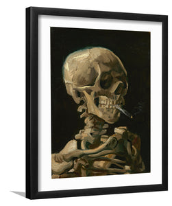 Skull With A Lit Cigarette By Vincent Van Gogh-Canvas Art,Art Print,Framed Art,Plexiglass cover