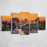 Skyline Downtown Columbia South Carolina Above 5 Pieces Mixed Canvas Prints Wall Art Home Decor