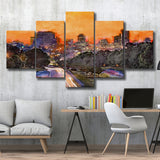Skyline Downtown Columbia South Carolina Above 5 Pieces Mixed Canvas Prints Wall Art Home Decor