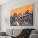 Skyline Downtown Columbia South Carolina Above City Art Watercolor Canvas Prints Wall Art Home Decor, Large Canvas