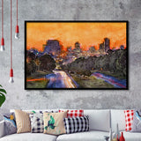Skyline Downtown Columbia South Carolina Above City Art Watercolor Framed Art Prints Wall Art Decor,Framed Picture