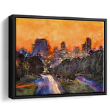 Skyline Downtown Columbia South Carolina Above City Art Watercolor Framed Canvas Prints Wall Art Home Decor,Floating Frame