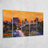Skyline Downtown Columbia South Carolina Above 5 Pieces Extra Large Canvas Prints Wall Art Home Decor